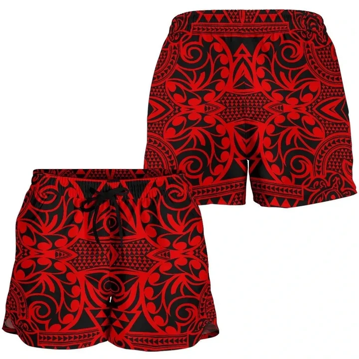 Alohawaii Short - Polynesian Kakau Turtle Red Women's Short