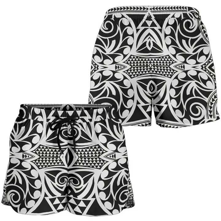 Alohawaii Short - Polynesian Tribal Women's Shorts Black White