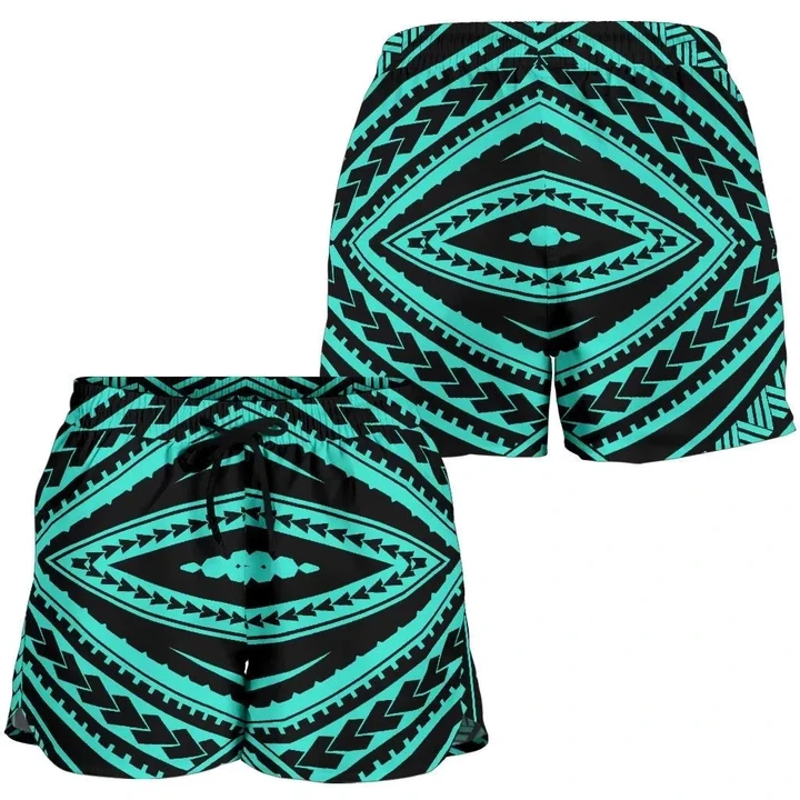 Alohawaii Short - Polynesian Tatau Turquoise Women's Short