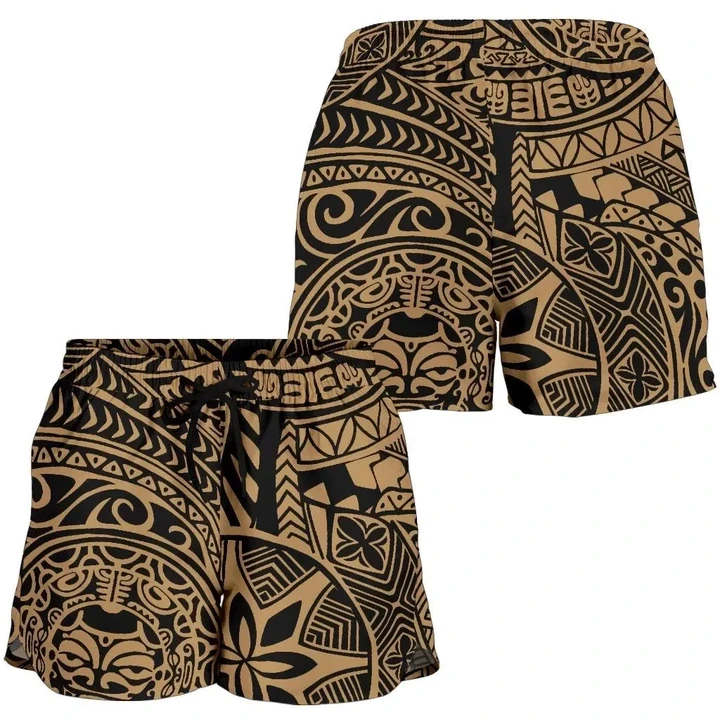 Alohawaii Short - Polynesian Hawaiian Style Tribal Tattoo Gold Women's Short