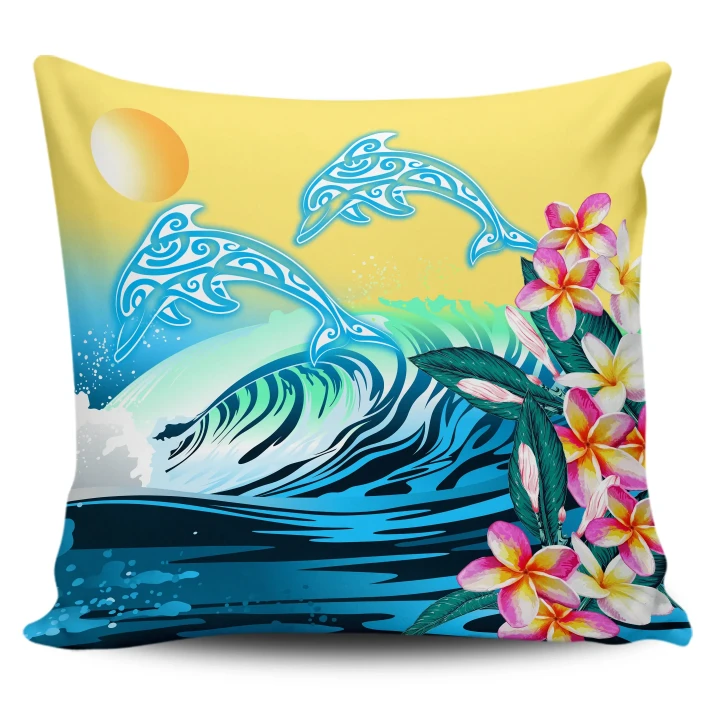 Alohawaii Home Set - Hawaii Dolphin Plumeria Surfing Polynesian Pillow Covers - Muriel Style