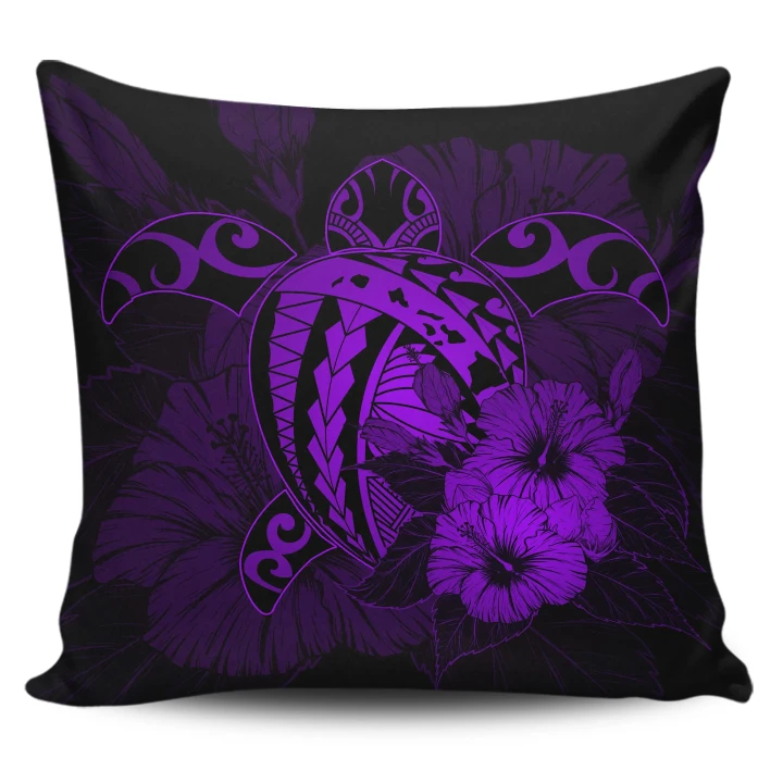 Alohawaii Home Set - Hawaii Hibiscus Pillow Covers - Harold Turtle - Purple