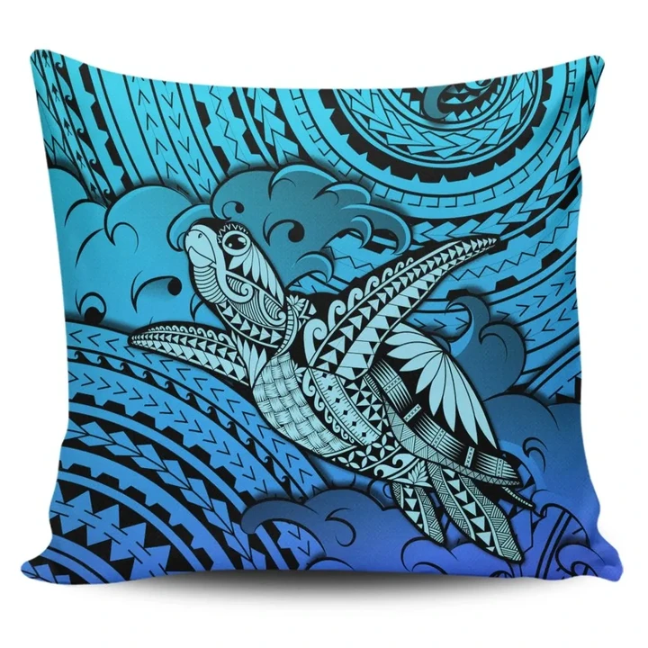 Alohawaii Home Set - Hawaii Turtle Wave Pillow Covers - News Style Blue