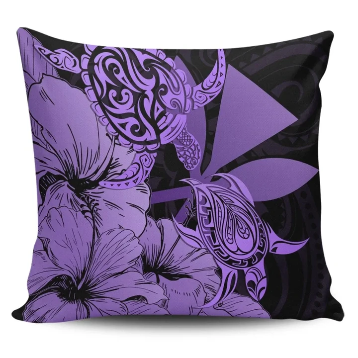 Alohawaii Home Set - Hawaii Turtle Pillow Covers Polynesian Hibiscus Art Ver 2.0 Violet
