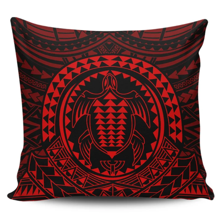 Alohawaii Home Set - Hawaiian Kakau Honu Arc Red Polynesian Pillow Covers