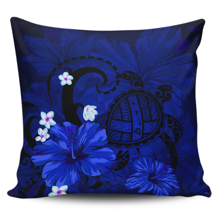 Alohawaii Home Set - Hawaii Turtle Poly Tribal Blue Pillow Covers
