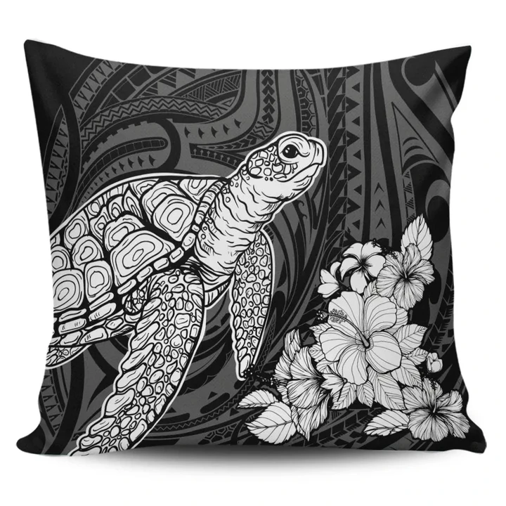 Alohawaii Home Set - Hawaiian Hibiscus Memory Turtle Polynesian Pillow Covers White