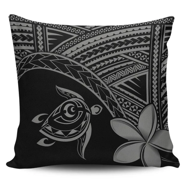 Alohawaii Home Set - Hawaiian Turtle Plumeria Kakau Polynesian Quilt Pillow Covers Neo Gray