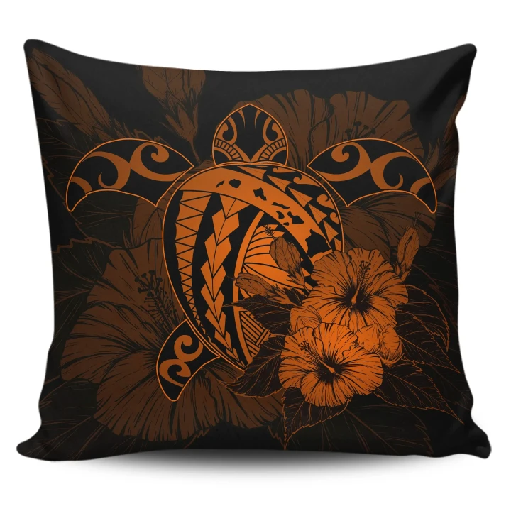 Alohawaii Home Set - Hawaii Hibiscus Pillow Covers - Harold Turtle - Orange