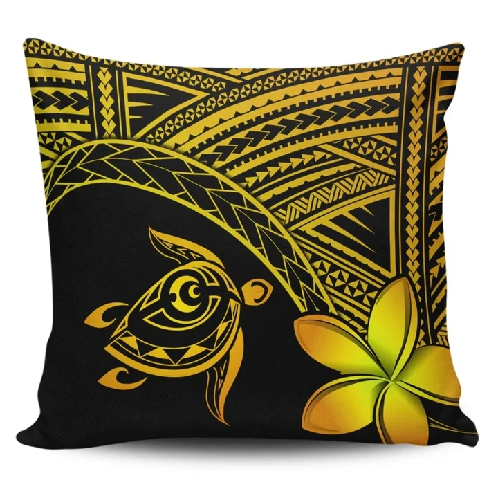 Alohawaii Home Set - Hawaiian Turtle Plumeria Kakau Polynesian Quilt Pillow Covers Neo Yellow