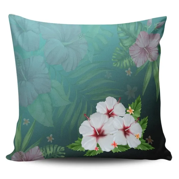 Alohawaii Home Set - Hawaiian Hibiscus White Flower Gleeful Pillow Covers