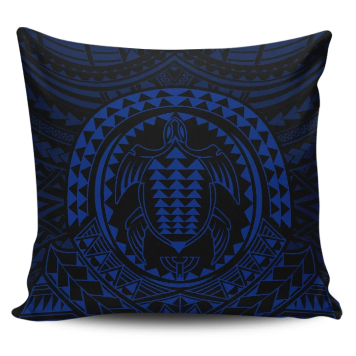 Alohawaii Home Set - Hawaiian Kakau Honu Arc Blue Polynesian Pillow Covers