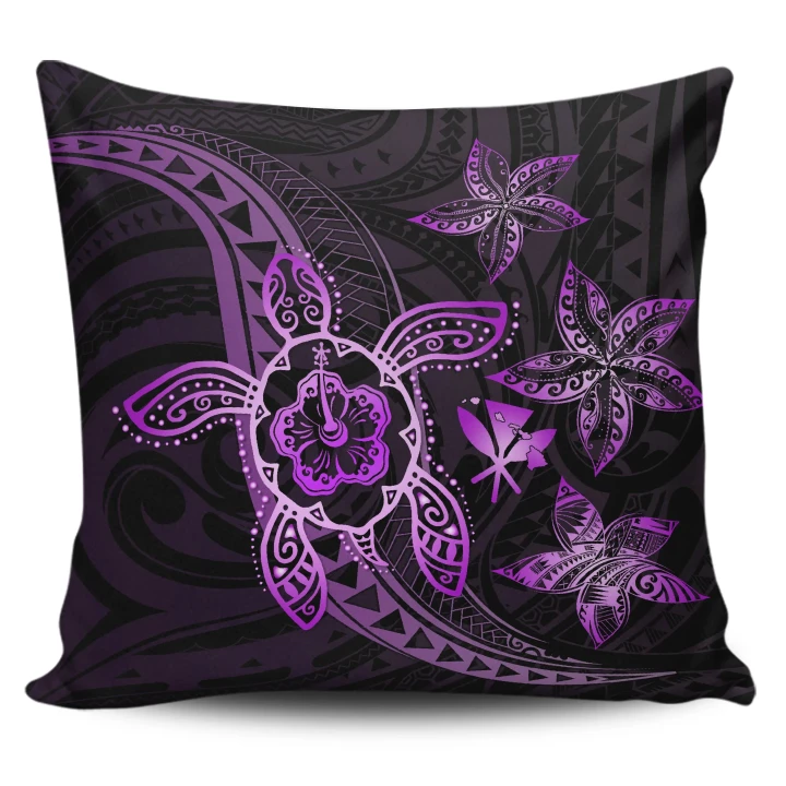 Alohawaii Home Set - Kanaka Map Hibiscus Plumeria Turtle Art Violet Polynesian Pillow Covers