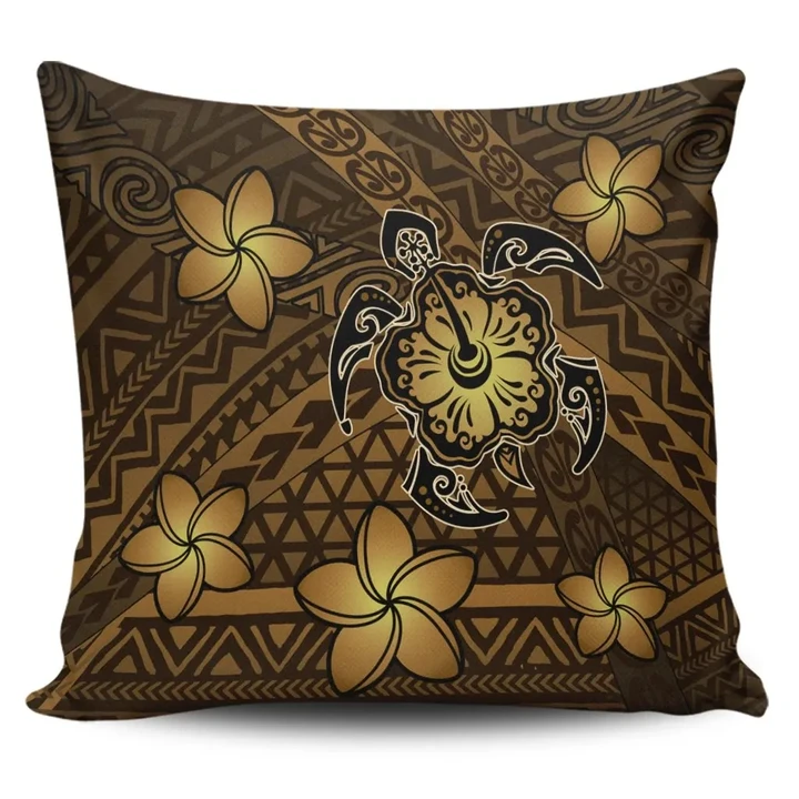 Alohawaii Home Set - Hawaii Mix Polynesian Turtle Plumeria Pillow Covers Nick Style - Brown