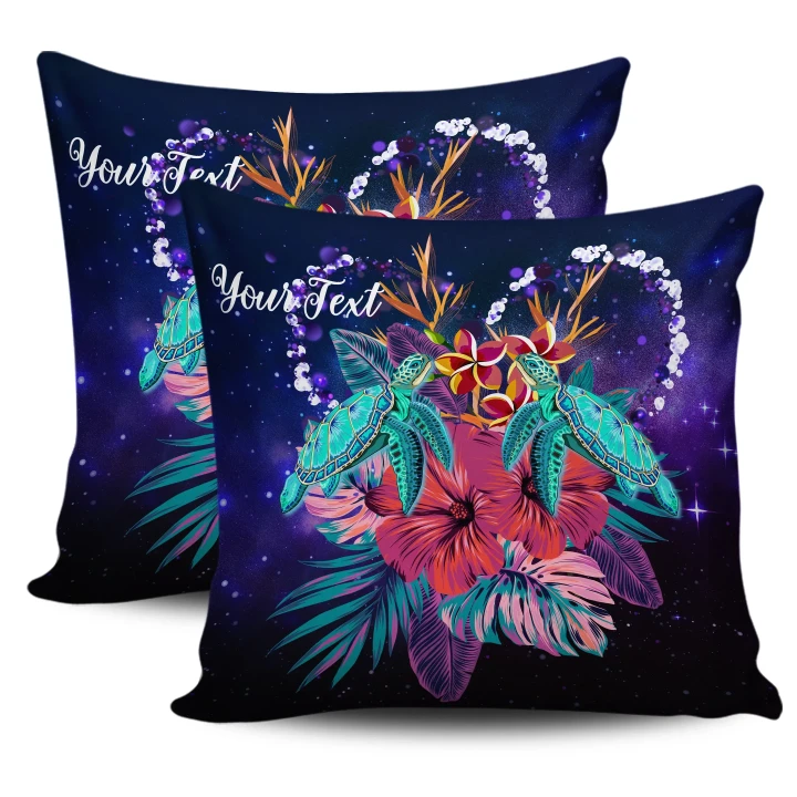 Alohawaii Home Set - Personalized Hawaii Couple Turtle Hibiscus Tropical Pillow Covers - Huxley Style