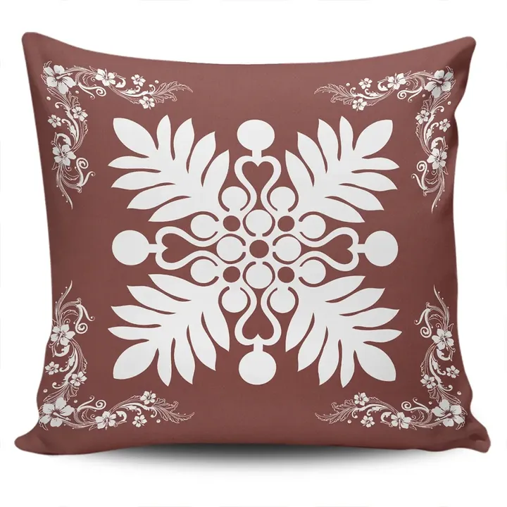 Alohawaii Home Set - Hawaiian Quilt Maui Plant And Hibiscus Pattern Pillow Covers - White Coral