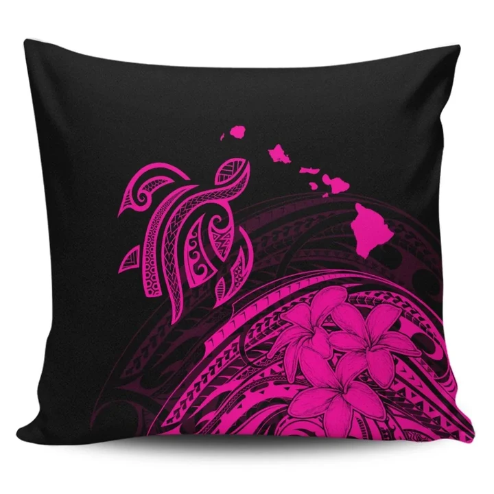 Alohawaii Home Set - Hawaii Turtle Polynesian Map Plumeria Pillow Covers Pink