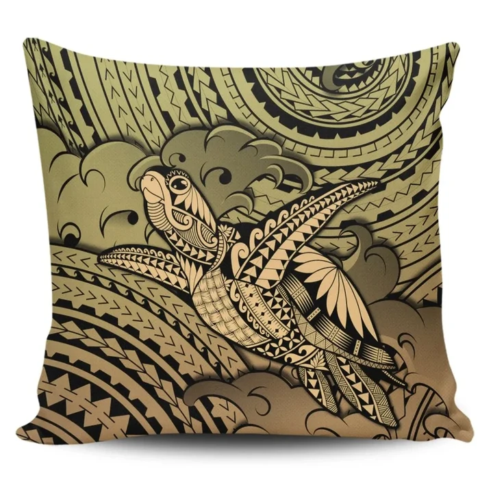 Alohawaii Home Set - Hawaii Turtle Wave Pillow Covers - News Style Gold