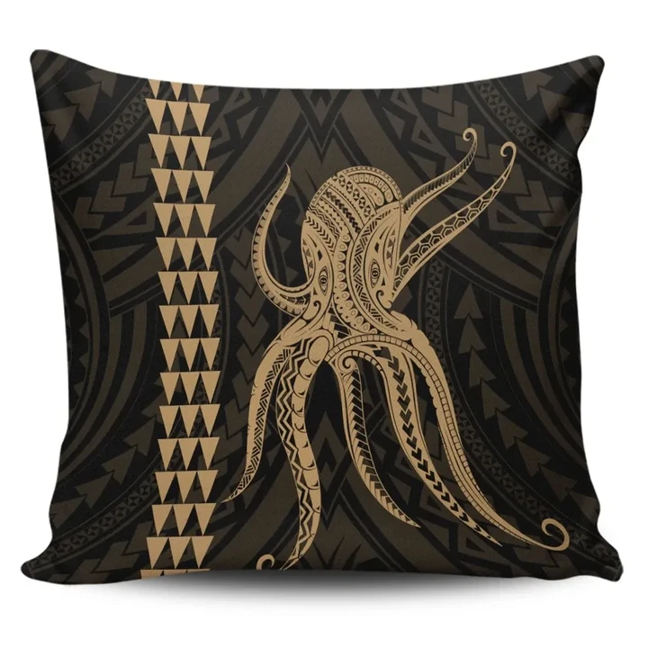 Alohawaii Home Set - Hawaii Octopus KaKau Polynesian Pillow Covers - Gold