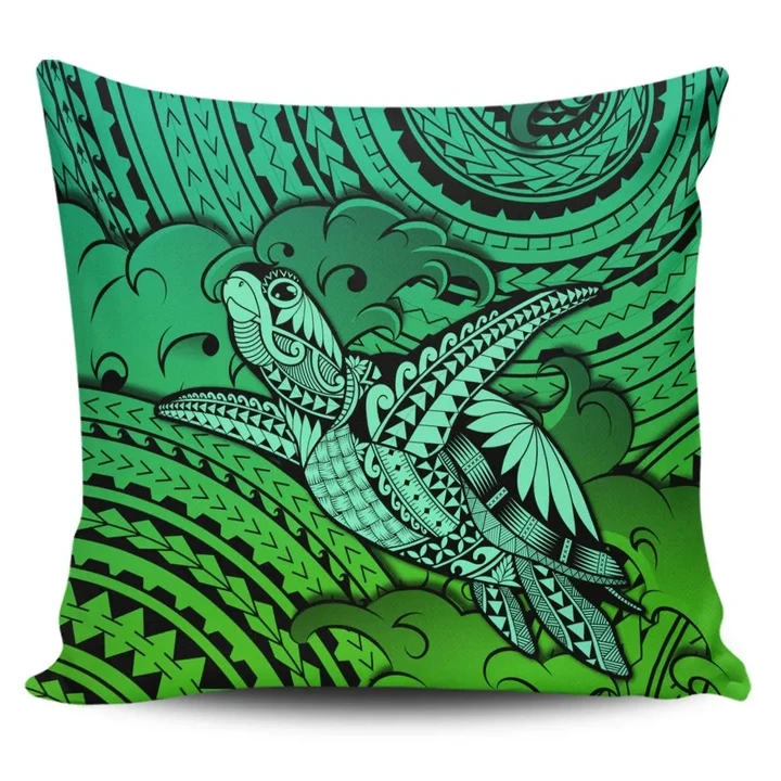 Alohawaii Home Set - Hawaii Turtle Wave Pillow Covers - News Style Green