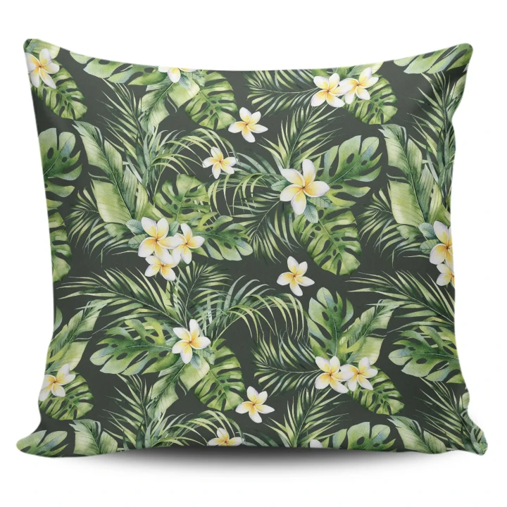 Alohawaii Home Set - Hawaii Pillow Cover Summer Plumerias Flowers Palm Tree Monstera Leaves