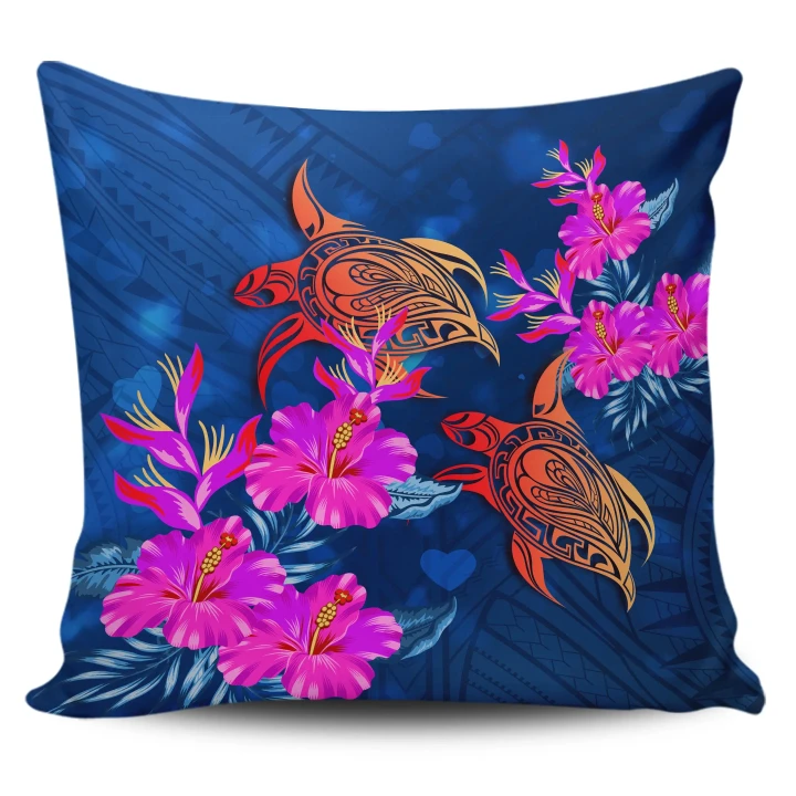 Alohawaii Home Set - Hawaii Couple Turtle Hibiscus Valentine Pillow Covers - Light Style