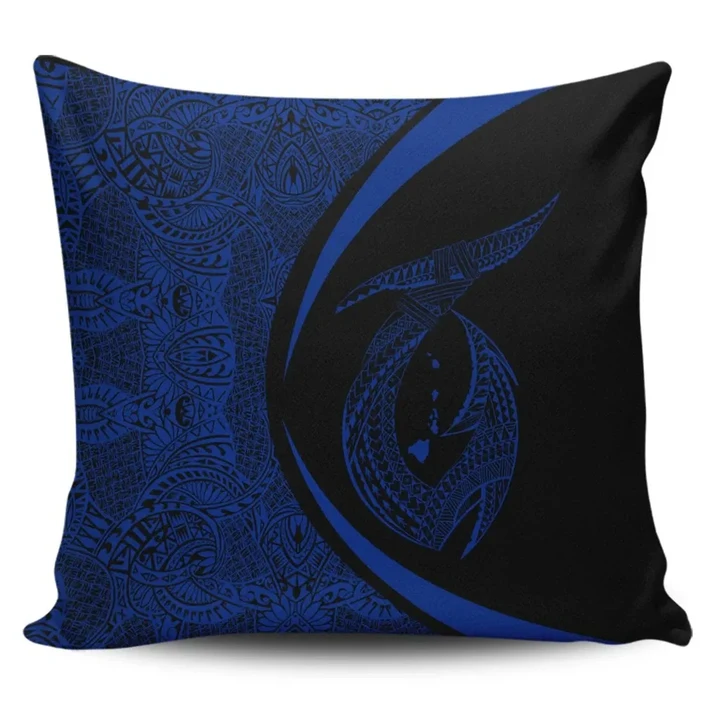 Alohawaii Home Set - Hawaii Fish Hook Polynesian Pillow Covers - Circle Style Blue