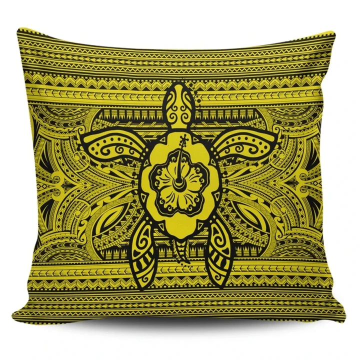 Alohawaii Home Set - Hawaiian Turtle Polynesian Tribal Pillow Covers Yellow