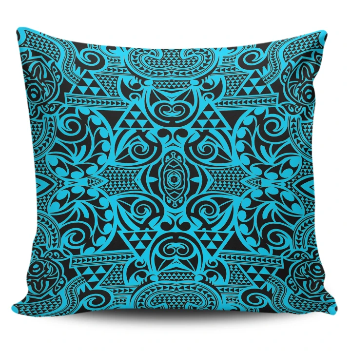 Alohawaii Home Set - Hawaii Pillow Case Polynesian Kakau Turtle Blue