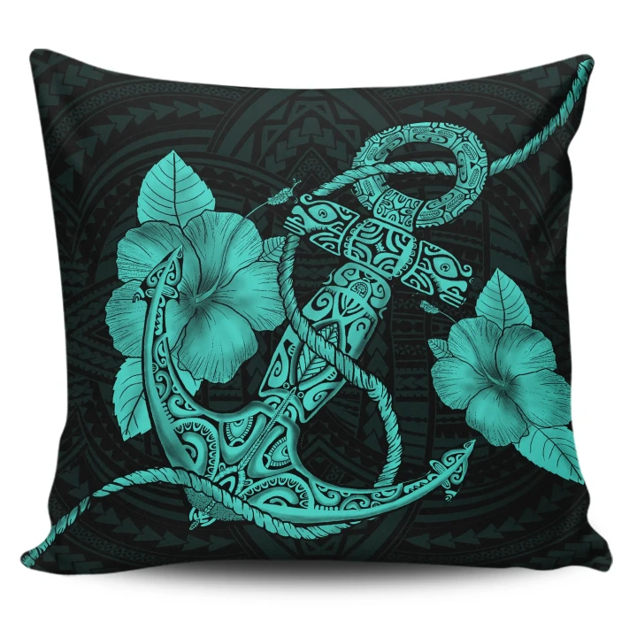 Alohawaii Home Set - Anchor Turquoise Poly Tribal Pillow Covers