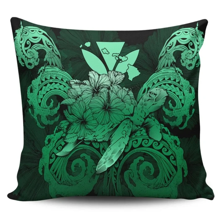 Alohawaii Home Set - Hawaii Turtle Wave Polynesian Pillow Covers - Hey Style Green Pastel