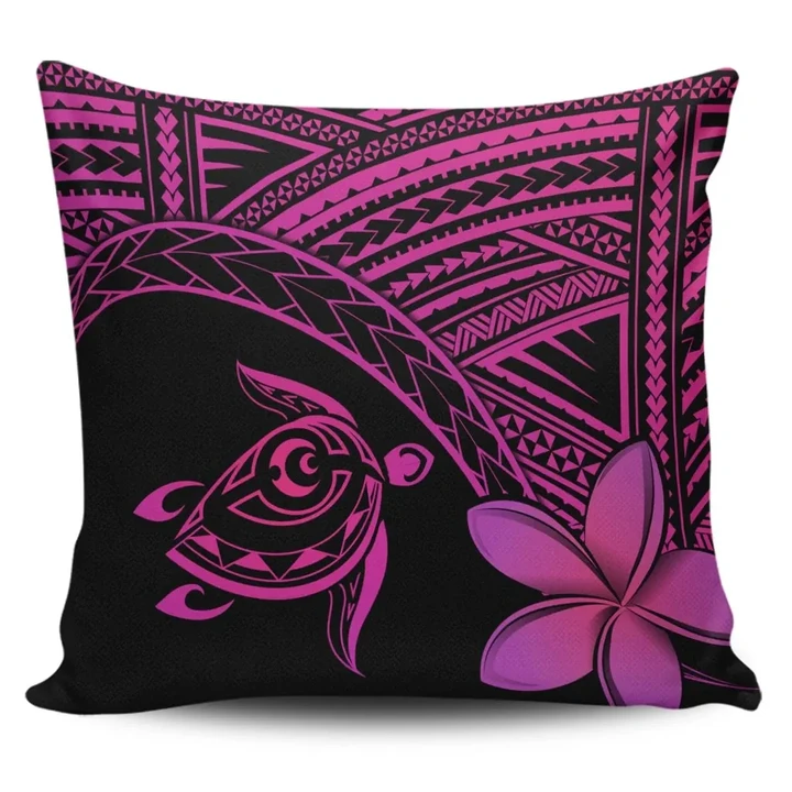 Alohawaii Home Set - Hawaiian Turtle Plumeria Kakau Polynesian Quilt Pillow Covers Neo Pink