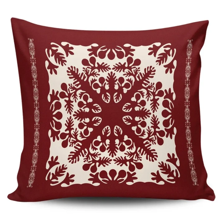 Alohawaii Home Set - Hawaiian Palm Tree Quilt Tradition Red Pillow Covers