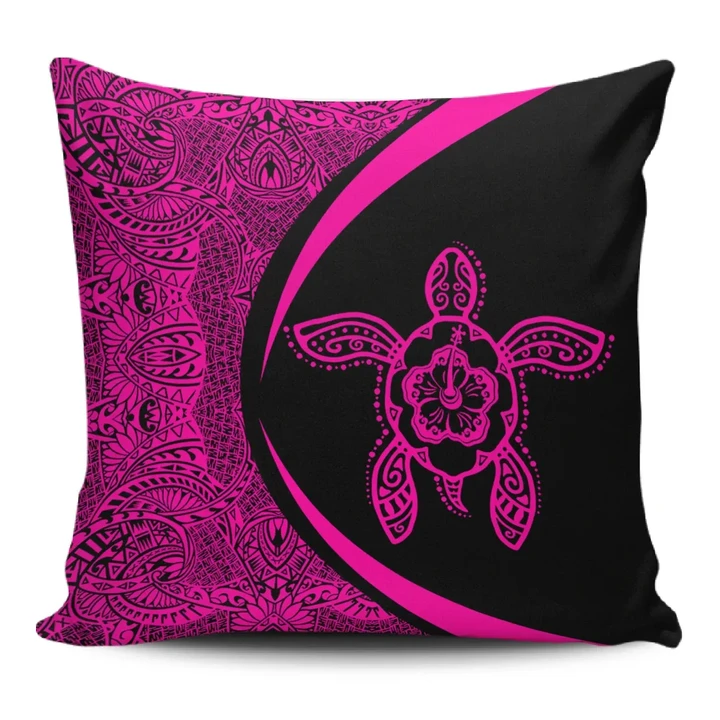 Alohawaii Home Set - Hawaii Turtle Polynesian Pillow Cover-Circle Style Pink