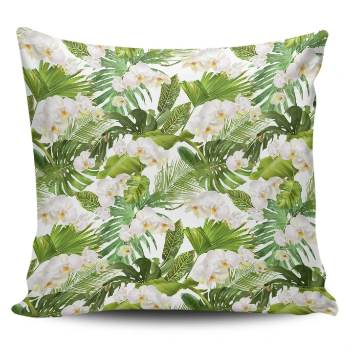 Alohawaii Home Set - Hawaii Pillow Cover Tropical Plumeria White