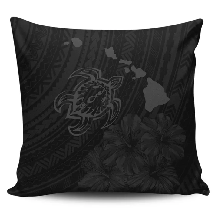 Alohawaii Home Set - Hawaiian Hibiscus Sea Turtle Swim Polynesian Pillow Covers - Grey
