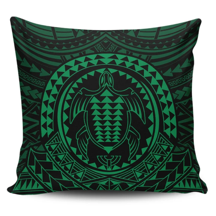 Alohawaii Home Set - Hawaiian Kakau Honu Arc Green Polynesian Pillow Covers