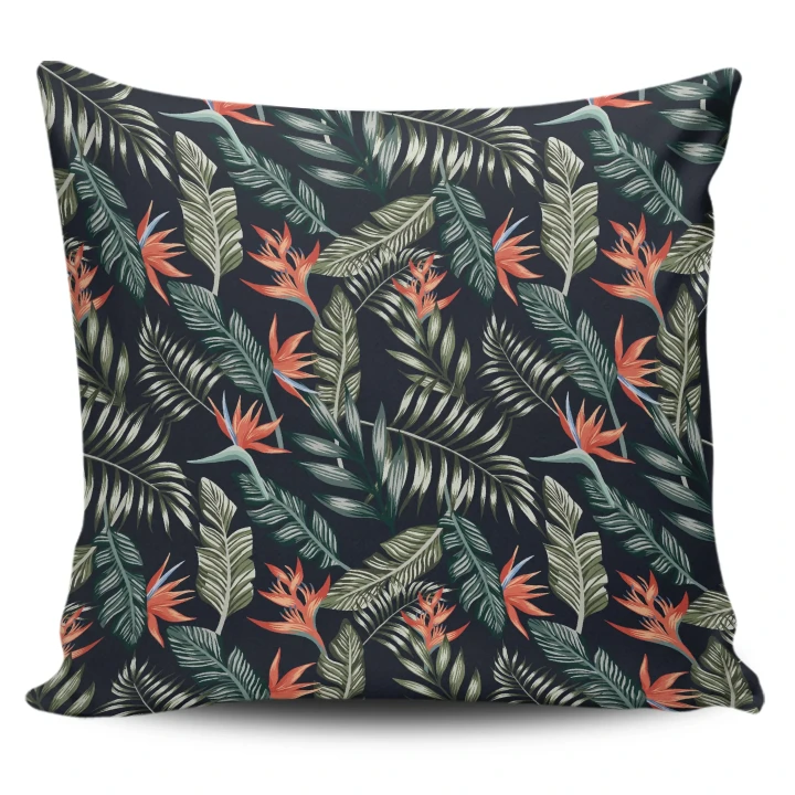 Alohawaii Home Set - Hawaii Pillow Cover Tropical Strelitzia Black