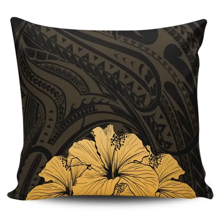 Alohawaii Home Set - Royal Hibiscus Polynesian Tribal Golden Pillow Covers