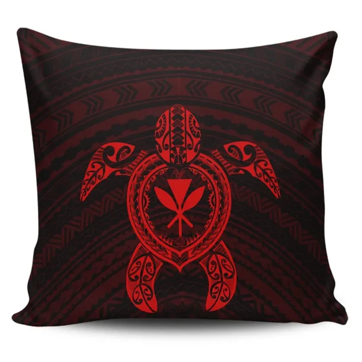 Alohawaii Home Set - Hawaiian Turtle Kanaka Polynesian Pillow Covers - Red