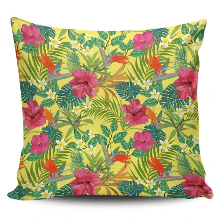Alohawaii Home Set - Hawaii Pillow Cover Tropical Leaves And Flowers