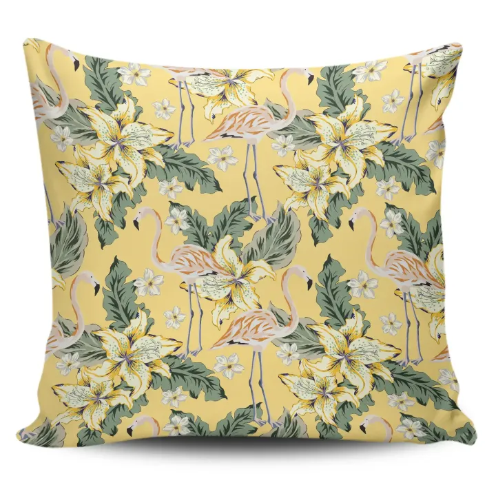 Alohawaii Home Set - Hawaii Pillow Cover Tropical Flamingo Yellow