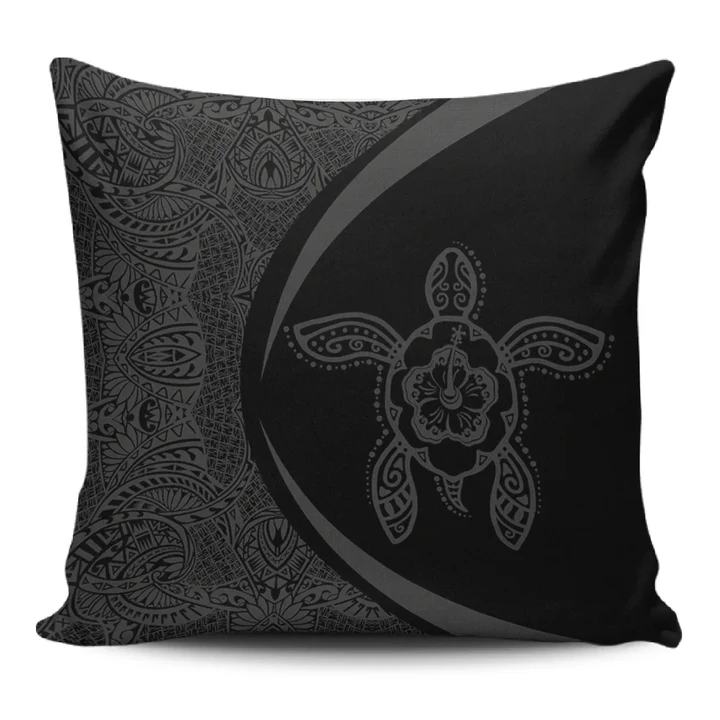Alohawaii Home Set - Hawaii Turtle Polynesian Pillow Cover-Circle Style Grey