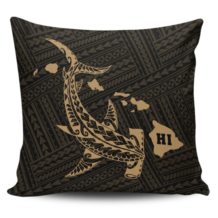Alohawaii Home Set - Hawaii Shark Gold Polynesian Pillow Covers