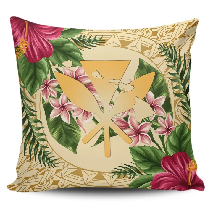 Alohawaii Home Set - Kanaka Maoli Pillow Covers Strong Pattern Hibiscus Plumeria