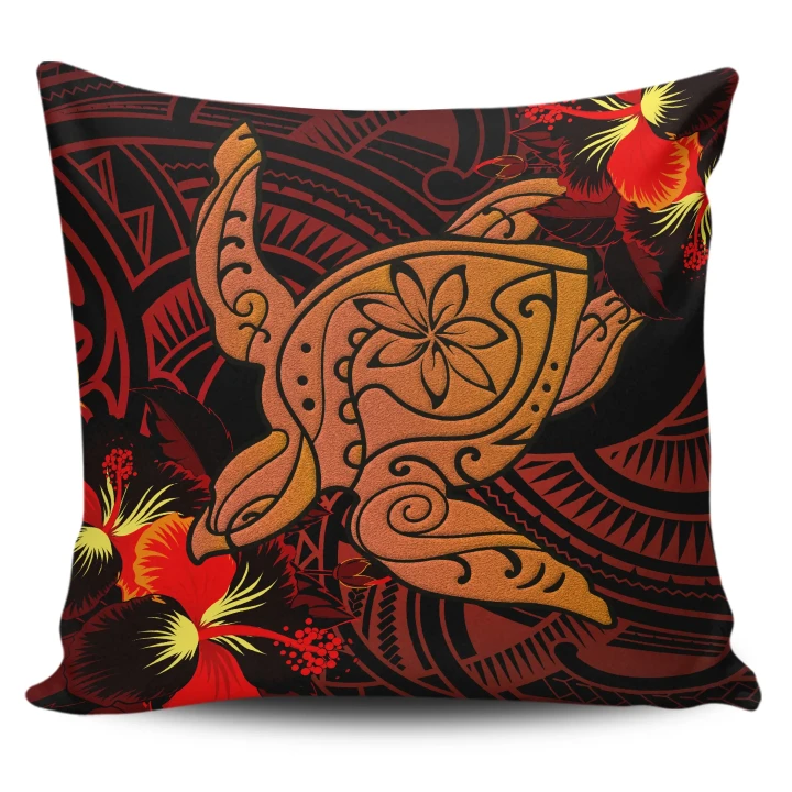 Alohawaii Home Set - Hawaii Hibiscus Polynesian Red Big Turtle Pillow Covers