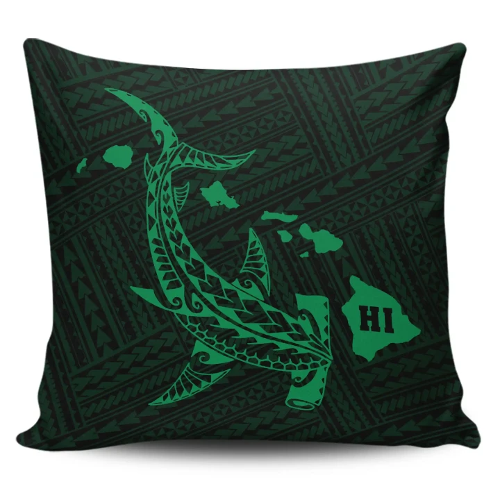 Alohawaii Home Set - Hawaii Shark Green Polynesian Pillow Covers
