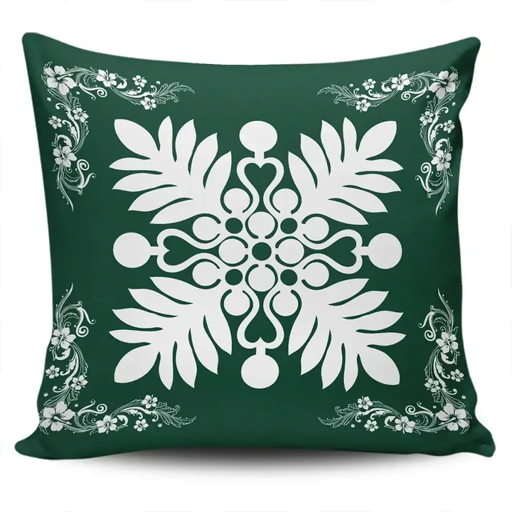 Alohawaii Home Set - Hawaiian Quilt Maui Plant And Hibiscus Pattern Pillow Covers - White Sacramento