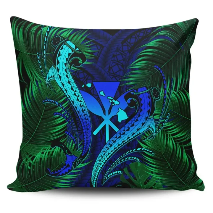 Alohawaii Home Set - Hawaii Shark Polynesian Tropical Pillow Covers - Blue