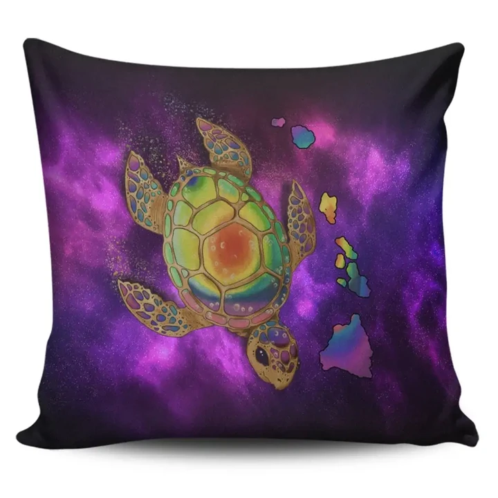 Alohawaii Home Set - Hawaii Map Turtle Galaxy Pillow Covers Purple